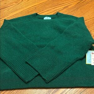 CeCe Womens Deep Green Crewneck Sweater